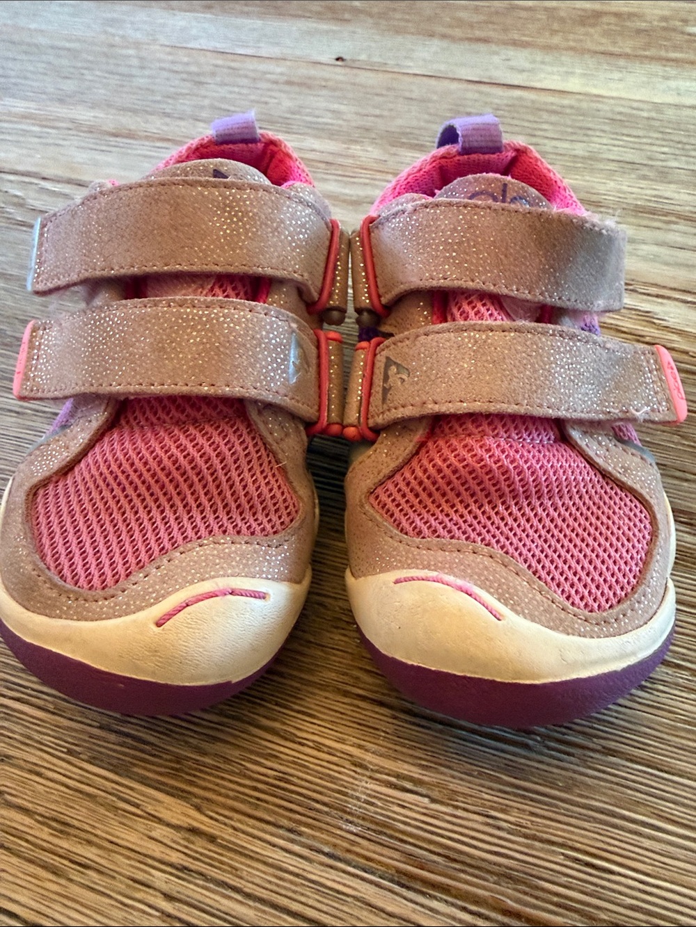 PLAE Kids Pink and Tan Mesh Velcro Sneakers